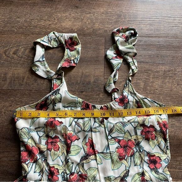 Free People Ruffle Floral Mini Dress Pockets Bohemian XS Oversized - Picture 10 of 11